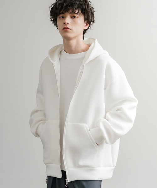 Rocky Monroe(ロッキーモンロー)の「ルーズシルエットペールトーンダンボールニットフルジップパーカー(パーカー・メンズ・ピンク/ブルー/ミント/ブラック/ベージュ/ネイビー/グレー/ホワイト・L/M/XL)」の2枚目の写真