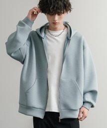ルーズシルエットペールトーンダンボールニットフルジップパーカー