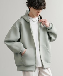 ルーズシルエットペールトーンダンボールニットフルジップパーカー