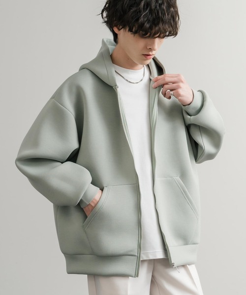 Rocky Monroe(ロッキーモンロー)の「ルーズシルエットペールトーンダンボールニットフルジップパーカー(パーカー・メンズ・ピンク/ブルー/ミント/ブラック/ベージュ/ネイビー/グレー/ホワイト・L/M/XL)」の5枚目の写真