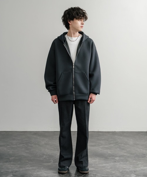 Rocky Monroe(ロッキーモンロー)の「ルーズシルエットペールトーンダンボールニットフルジップパーカー(パーカー・メンズ・ピンク/ブルー/ミント/ブラック/ベージュ/ネイビー/グレー/ホワイト・L/M/XL)」の14枚目の写真