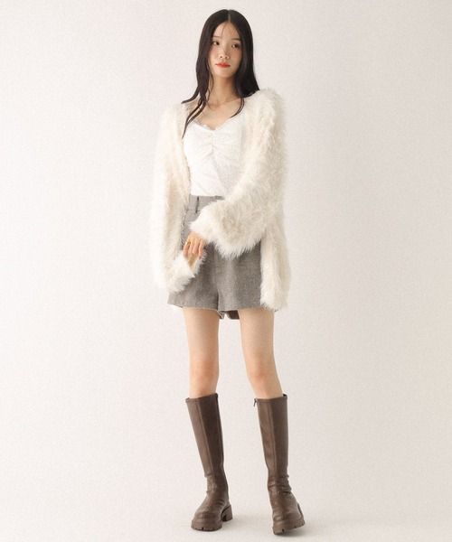 Heather(ヘザー)の「シャギーチュニックカーディガン 598421(カーディガン/ボレロ・レディース・アイボリー/ピンク/チャコールグレー/ブラウン・FREE)」の5枚目の写真