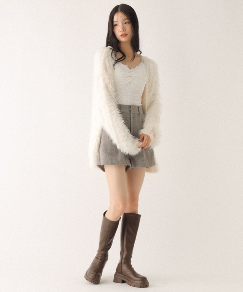 Heather(ヘザー)の「シャギーチュニックカーディガン 598421(カーディガン/ボレロ・レディース・アイボリー/ピンク/チャコールグレー/ブラウン・FREE)」の7枚目の写真
