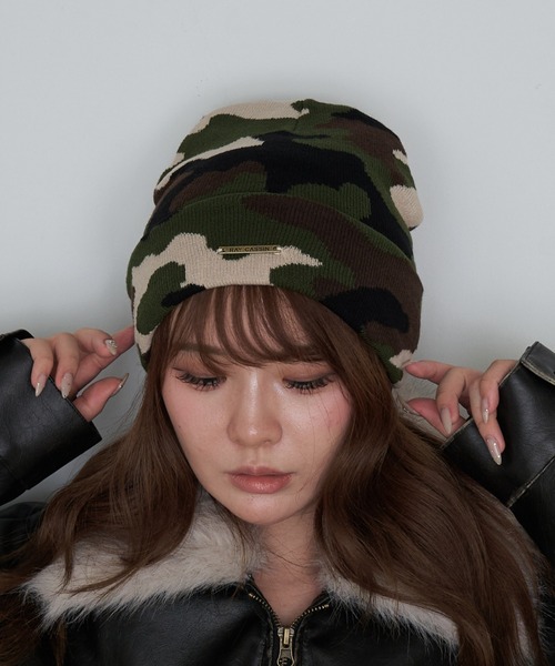 RAY CASSIN(レイカズン)の「迷彩ニット帽(ニットキャップ/ビーニー・レディース・ベージュ/ベージュ系その他2・FREE)」の2枚目の写真