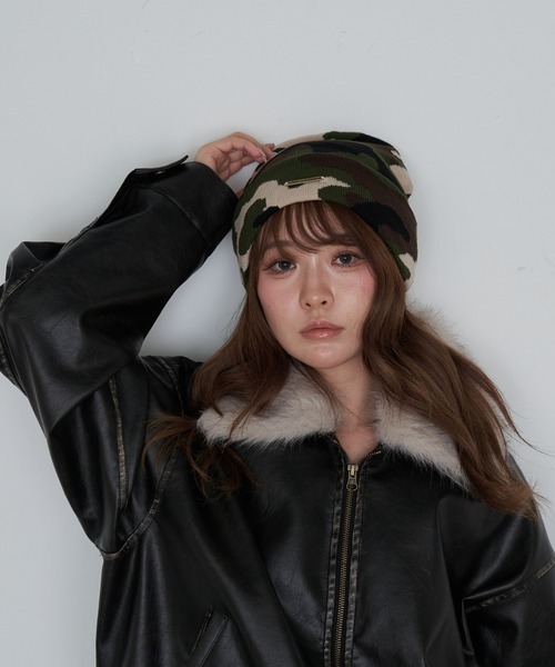 RAY CASSIN(レイカズン)の「迷彩ニット帽(ニットキャップ/ビーニー・レディース・ベージュ/ベージュ系その他2・FREE)」の5枚目の写真