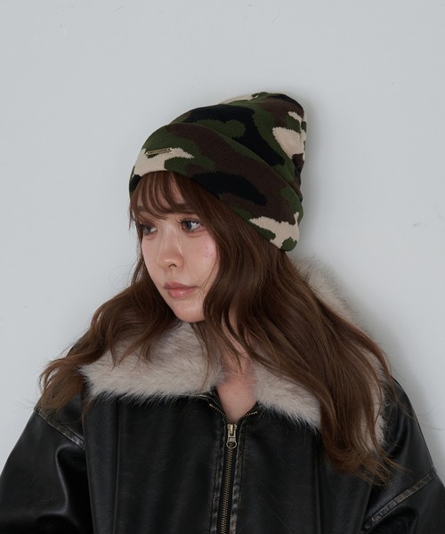 RAY CASSIN(レイカズン)の「迷彩ニット帽(ニットキャップ/ビーニー・レディース・ベージュ/ベージュ系その他2・FREE)」の6枚目の写真