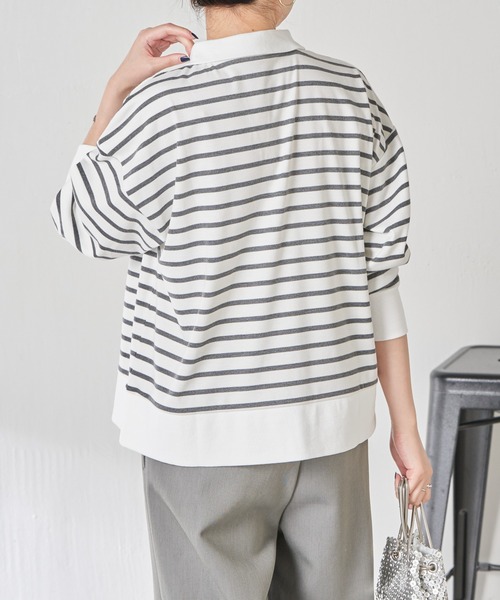 COLLAGE GALLARDAGALANTE（コラージュガリャルダガランテ）の「ボーダーポンチプルオーバー（Tシャツ/カットソー・レディース・ブラック/ホワイト・FREE）」の6枚目の写真