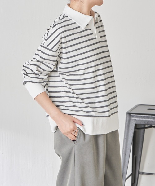 COLLAGE GALLARDAGALANTE（コラージュガリャルダガランテ）の「ボーダーポンチプルオーバー（Tシャツ/カットソー・レディース・ブラック/ホワイト・FREE）」の7枚目の写真