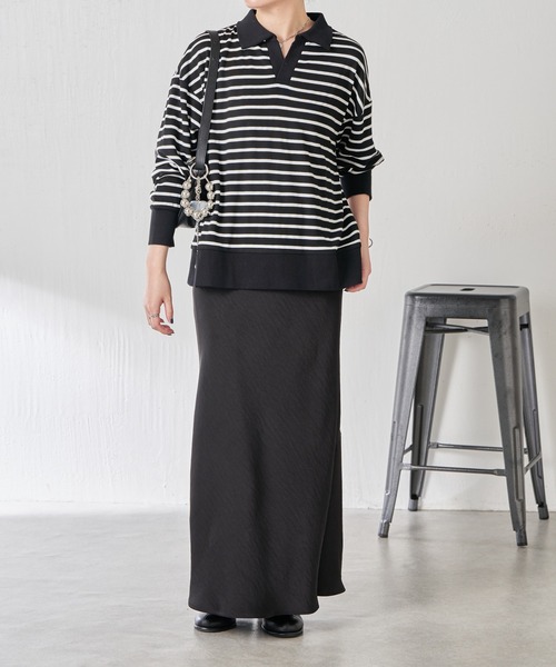 COLLAGE GALLARDAGALANTE（コラージュガリャルダガランテ）の「ボーダーポンチプルオーバー（Tシャツ/カットソー・レディース・ブラック/ホワイト・FREE）」の11枚目の写真