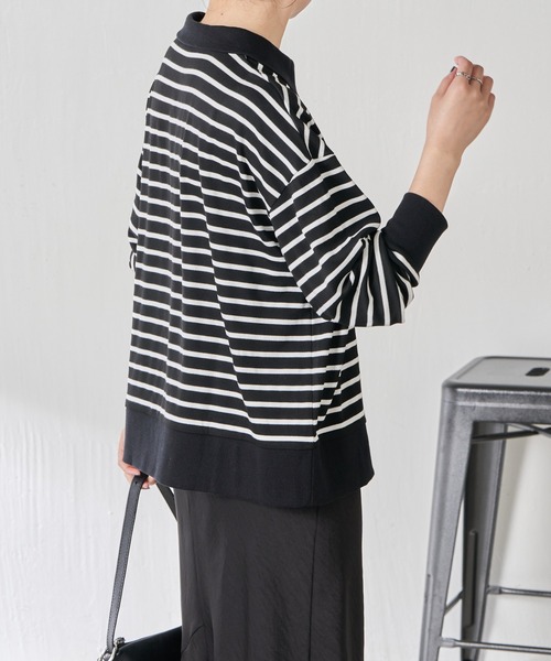 COLLAGE GALLARDAGALANTE（コラージュガリャルダガランテ）の「ボーダーポンチプルオーバー（Tシャツ/カットソー・レディース・ブラック/ホワイト・FREE）」の15枚目の写真