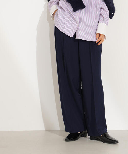 N.(N. Natural Beauty Basic)(エヌエヌナチュラルビューティーベーシック)の「【PS/低身長サイズ】ツータックワイドパンツ(その他パンツ・レディース・チャコールグレー/ネイビー/ライトイエロー・P/S/MEDIUM)」の1枚目の写真