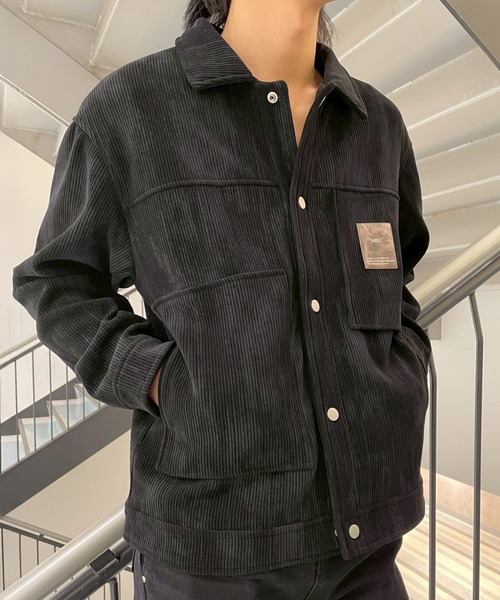 BENUSTA(ベヌスタ)の「A'GEM/9 × .kom 『BENUSTA /ベヌスタ』Corduroy Work Jacket /コーデュロイワークジャケット(ブルゾン・メンズ・ブラック・XL)」の2枚目の写真