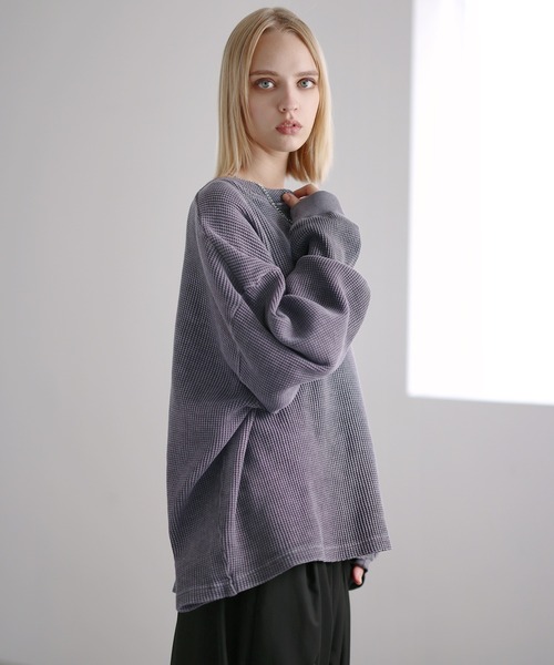 ROCHEM（ローシェン）の「ヴィンテージ加工サーマルヘンリーネックスウェット（スウェット・メンズ・ブラック/グレー/ブラウン/ネイビー・L/M/S/XS）」の5枚目の写真