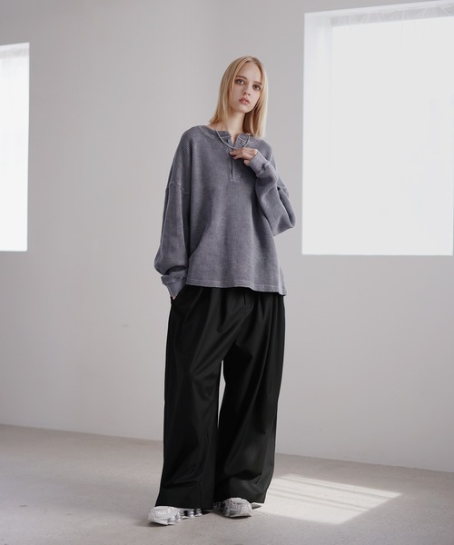 ROCHEM（ローシェン）の「ヴィンテージ加工サーマルヘンリーネックスウェット（スウェット・メンズ・ブラック/グレー/ブラウン/ネイビー・L/M/S/XS）」の9枚目の写真