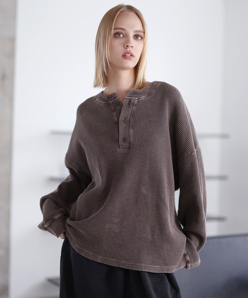 ROCHEM（ローシェン）の「ヴィンテージ加工サーマルヘンリーネックスウェット（スウェット・メンズ・ブラック/グレー/ブラウン/ネイビー・L/M/S/XS）」の16枚目の写真