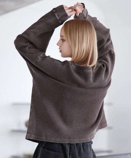 ROCHEM（ローシェン）の「ヴィンテージ加工サーマルヘンリーネックスウェット（スウェット・メンズ・ブラック/グレー/ブラウン/ネイビー・L/M/S/XS）」の17枚目の写真