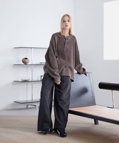 ROCHEM（ローシェン）の「ヴィンテージ加工サーマルヘンリーネックスウェット（スウェット・メンズ・ブラック/グレー/ブラウン/ネイビー・L/M/S/XS）」の18枚目の写真