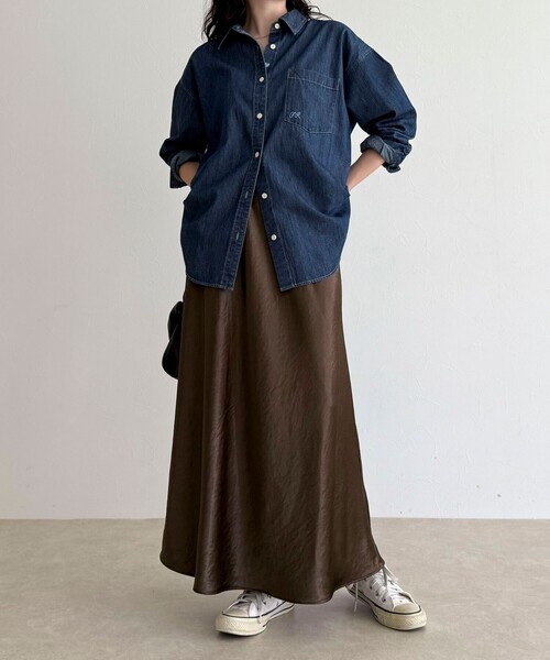 fredy emue（フレディエミュ）の「シルキーヘビーサテンスカート（スカート・レディース・ブラウン/アイボリー・38/36）」の13枚目の写真