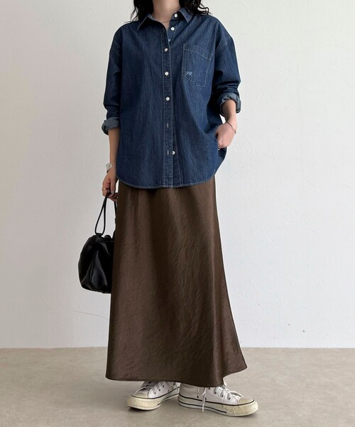 fredy emue（フレディエミュ）の「シルキーヘビーサテンスカート（スカート・レディース・ブラウン/アイボリー・38/36）」の17枚目の写真