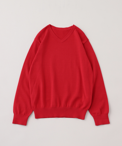 PULP/417EDIFICE(パルプフォーワンセブンエディフィス)の「PULP / コットン Vネックニット(ニット/セーター・メンズ・レッド/ブラック・2/1)」の2枚目の写真