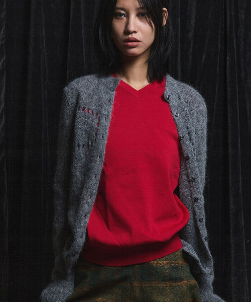 PULP/417EDIFICE(パルプフォーワンセブンエディフィス)の「PULP / コットン Vネックニット(ニット/セーター・メンズ・レッド/ブラック・2/1)」の7枚目の写真