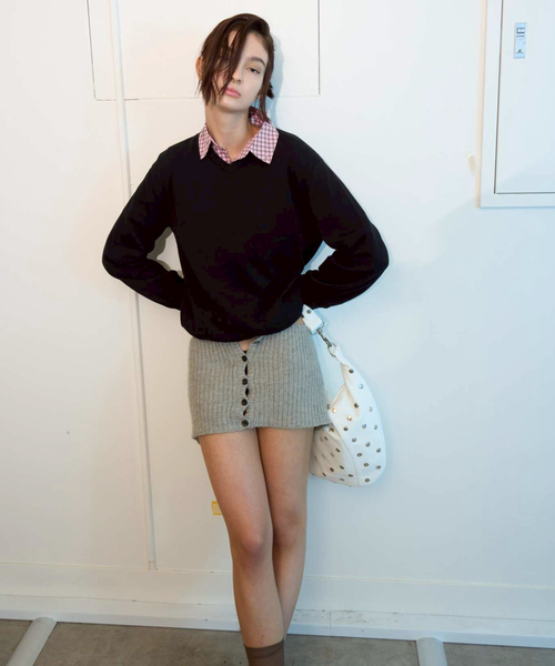 PULP/417EDIFICE(パルプフォーワンセブンエディフィス)の「PULP / コットン Vネックニット(ニット/セーター・メンズ・レッド/ブラック・2/1)」の9枚目の写真