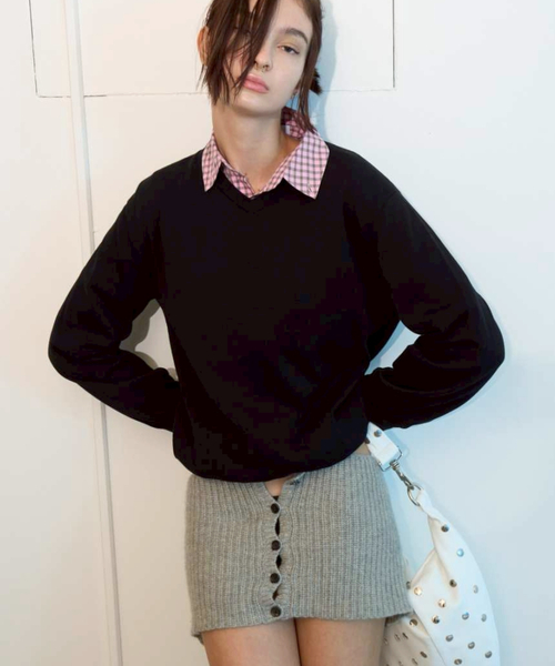 PULP/417EDIFICE(パルプフォーワンセブンエディフィス)の「PULP / コットン Vネックニット(ニット/セーター・メンズ・レッド/ブラック・2/1)」の10枚目の写真