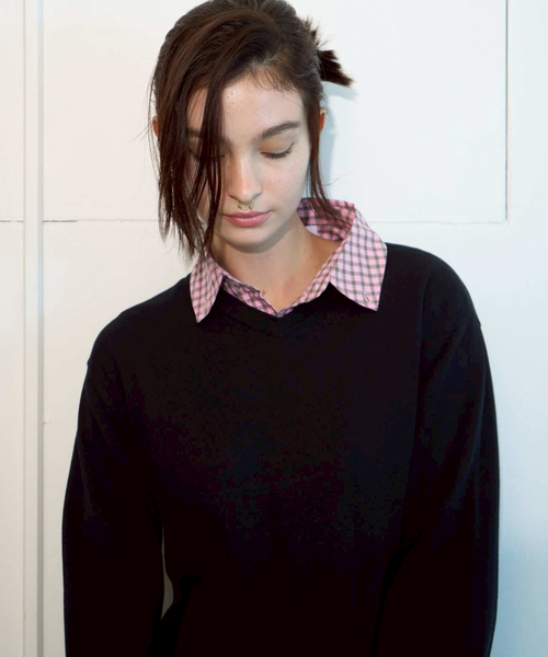 PULP/417EDIFICE(パルプフォーワンセブンエディフィス)の「PULP / コットン Vネックニット(ニット/セーター・メンズ・レッド/ブラック・2/1)」の11枚目の写真