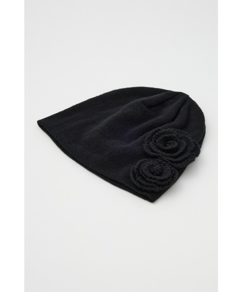 SLY（スライ）の「FLOWER MOTIF KNIT BEANIE フラワーモチーフ ニット ビーニー 秋服 冬服（ニットキャップ/ビーニー・レディース・ブラック/杢グレー/ブラウン・FREE）」の5枚目の写真