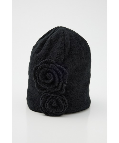 SLY（スライ）の「FLOWER MOTIF KNIT BEANIE フラワーモチーフ ニット ビーニー 秋服 冬服（ニットキャップ/ビーニー・レディース・ブラック/杢グレー/ブラウン・FREE）」の8枚目の写真