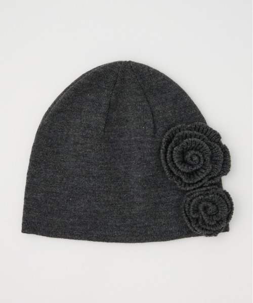 SLY（スライ）の「FLOWER MOTIF KNIT BEANIE フラワーモチーフ ニット ビーニー 秋服 冬服（ニットキャップ/ビーニー・レディース・ブラック/杢グレー/ブラウン・FREE）」の11枚目の写真