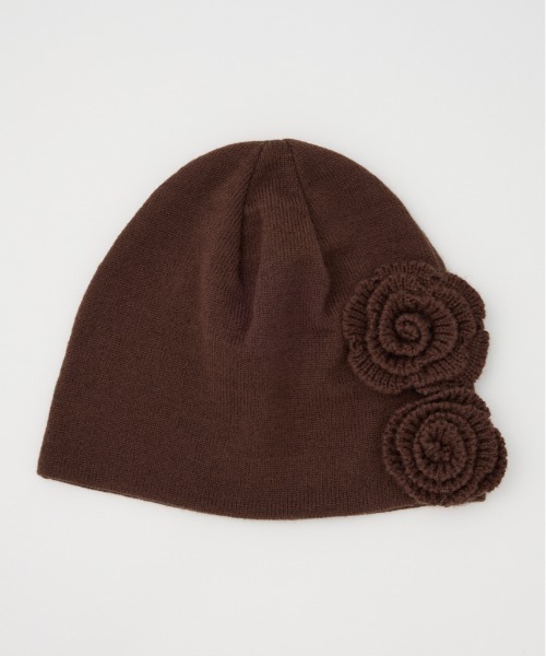 SLY（スライ）の「FLOWER MOTIF KNIT BEANIE フラワーモチーフ ニット ビーニー 秋服 冬服（ニットキャップ/ビーニー・レディース・ブラック/杢グレー/ブラウン・FREE）」の19枚目の写真