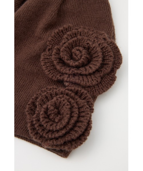 SLY（スライ）の「FLOWER MOTIF KNIT BEANIE フラワーモチーフ ニット ビーニー 秋服 冬服（ニットキャップ/ビーニー・レディース・ブラック/杢グレー/ブラウン・FREE）」の22枚目の写真