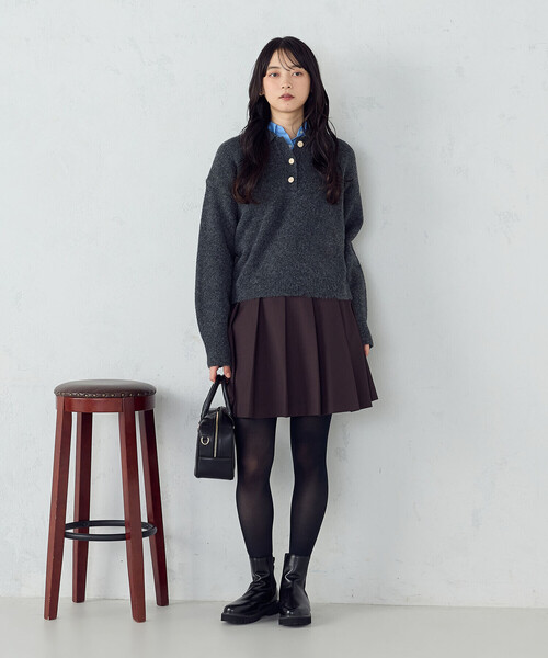 COMME CA ISM（コムサイズム）の「【オンライン・店舗限定】ミニ丈 プリーツスカート（スカート・レディース・グレイッシュベージュ/ダークブラウン・MEDIUM/LARGE）」の3枚目の写真