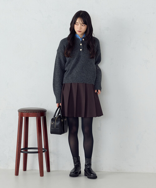 COMME CA ISM（コムサイズム）の「【オンライン・店舗限定】ミニ丈 プリーツスカート（スカート・レディース・グレイッシュベージュ/ダークブラウン・MEDIUM/LARGE）」の4枚目の写真