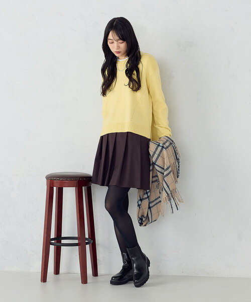 COMME CA ISM（コムサイズム）の「【オンライン・店舗限定】ミニ丈 プリーツスカート（スカート・レディース・グレイッシュベージュ/ダークブラウン・MEDIUM/LARGE）」の6枚目の写真