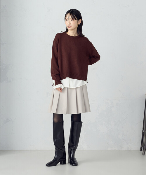 COMME CA ISM（コムサイズム）の「【オンライン・店舗限定】ミニ丈 プリーツスカート（スカート・レディース・グレイッシュベージュ/ダークブラウン・MEDIUM/LARGE）」の9枚目の写真