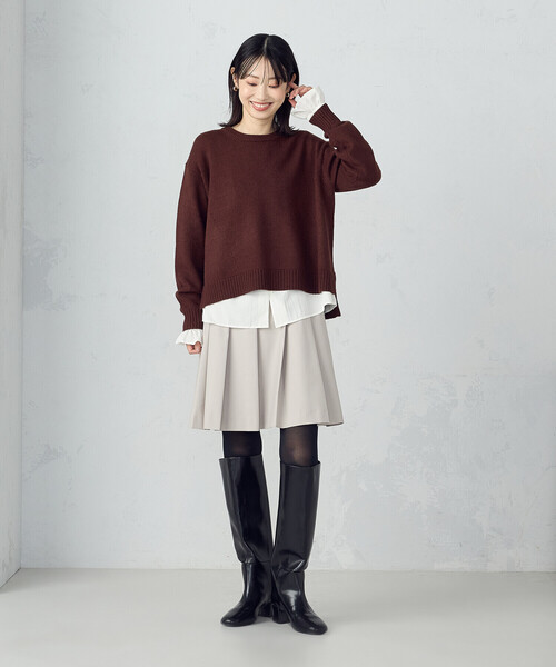 COMME CA ISM（コムサイズム）の「【オンライン・店舗限定】ミニ丈 プリーツスカート（スカート・レディース・グレイッシュベージュ/ダークブラウン・MEDIUM/LARGE）」の10枚目の写真