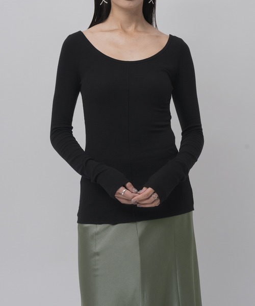 OUR WACOAL（アワワコール）の「カップ付きカットソー　10分袖（Tシャツ/カットソー・レディース・グレー/ブラック/ネイビー・L/M）」の2枚目の写真