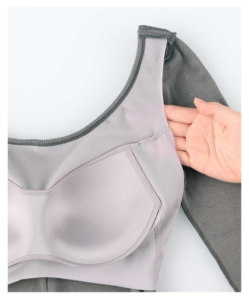 OUR WACOAL（アワワコール）の「カップ付きカットソー　10分袖（Tシャツ/カットソー・レディース・グレー/ブラック/ネイビー・L/M）」の15枚目の写真