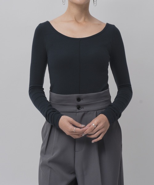 OUR WACOAL（アワワコール）の「カップ付きカットソー　10分袖（Tシャツ/カットソー・レディース・グレー/ブラック/ネイビー・L/M）」の18枚目の写真