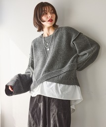 niko and... | 布帛レイヤードニットプルオーバー(ニット/セーター)
