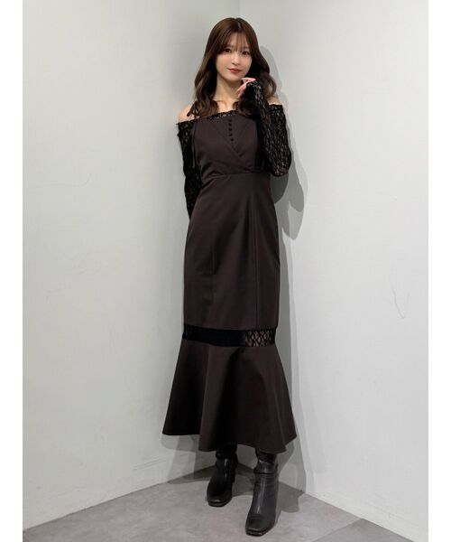MERCURYDUO（マーキュリーデュオ）の「レースパネル切替ワンピース（ワンピース・レディース・グレー/ブラウン・SMALL/MEDIUM）」の21枚目の写真