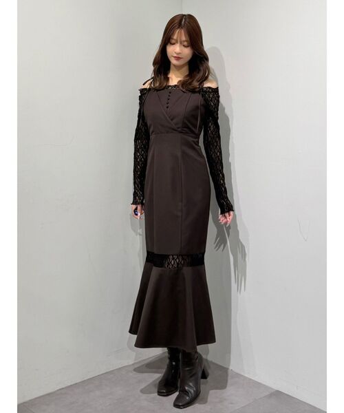 MERCURYDUO（マーキュリーデュオ）の「レースパネル切替ワンピース（ワンピース・レディース・グレー/ブラウン・SMALL/MEDIUM）」の22枚目の写真