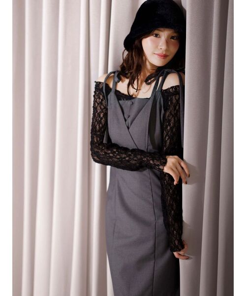 MERCURYDUO（マーキュリーデュオ）の「レースパネル切替ワンピース（ワンピース・レディース・グレー/ブラウン・SMALL/MEDIUM）」の7枚目の写真