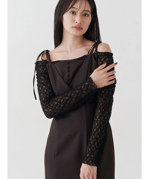 MERCURYDUO（マーキュリーデュオ）の「レースパネル切替ワンピース（ワンピース・レディース・グレー/ブラウン・SMALL/MEDIUM）」の10枚目の写真