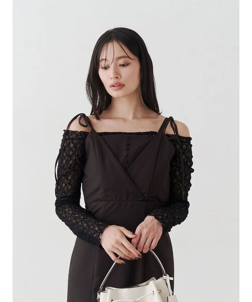 MERCURYDUO（マーキュリーデュオ）の「レースパネル切替ワンピース（ワンピース・レディース・グレー/ブラウン・SMALL/MEDIUM）」の11枚目の写真