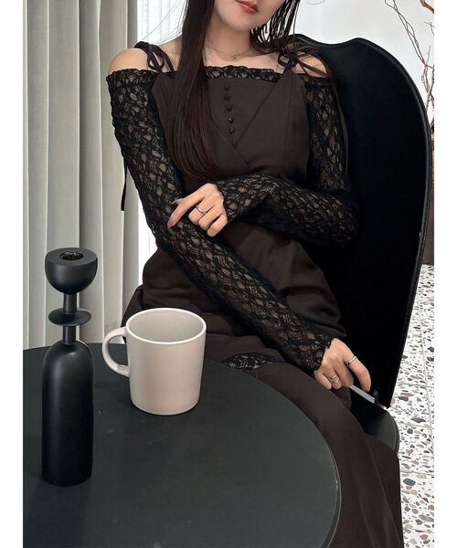 MERCURYDUO（マーキュリーデュオ）の「レースパネル切替ワンピース（ワンピース・レディース・グレー/ブラウン・SMALL/MEDIUM）」の14枚目の写真