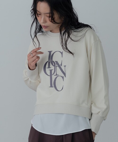 GALLEST（ギャレスト）の「ラウンドヘムロゴスウェット（スウェット・レディース・チャコールグレー/オフホワイト/ブラック・38）」の5枚目の写真