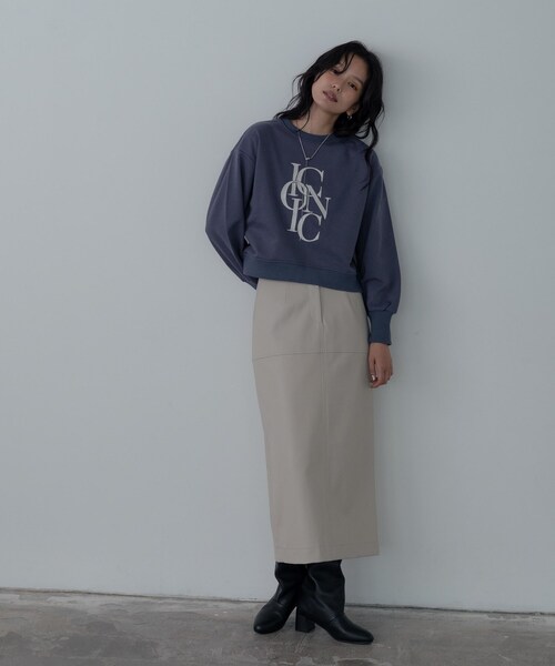 GALLEST（ギャレスト）の「ラウンドヘムロゴスウェット（スウェット・レディース・チャコールグレー/オフホワイト/ブラック・38）」の12枚目の写真